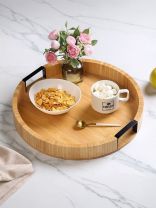 Поднос бамбук, 38.7х5.3 см, круглый, с ручками, ST01438B1