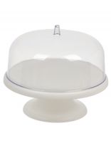 Тортница пластик, 15.5х29 см, круглая, с крышкой, на ножке, белая, Idea, М1119