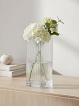 Ваза стекло, настольная, Квадрат, Y4-11072, 10х25 см, полосы, прозрачная