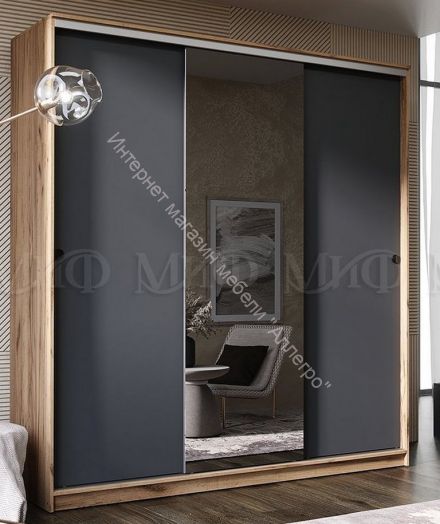 Шкаф-купе Альянс 2,0 м Графит, Дуб крафт