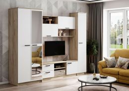 Стенка "Марта-12", (ш2700*г530*в2100мм) Дуб Крафт серый/Белый