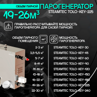 Парогенератор Steamtec TOLO KEY 225 - 22,5 кВт бюджетная серия