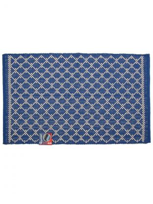 Коврик грязезащитный, 60х100 см, прямоугольный, хлопок, толщина 5 мм, ручного плетения, синий, Sindbad, 51496