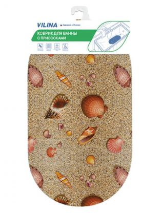 Коврик для ванной, антискользящий, 0.38х0.69 м, ПВХ, Вилина, Bubbles, 7122-FV4B, пляж