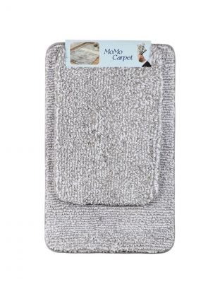 Набор ковриков для ванной и туалета, антискользящий, 2 шт, 0.4х0.6, 0.5х0.8 м, полиэстер, серый, Снежинка, A090013