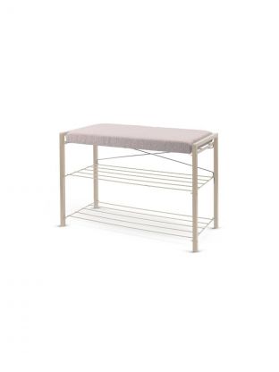 Полка для обуви, металл, 3 секции, 79.4х33х55.3 см, с сиденьем букле, светло-серый, бежевый металлик, Nika, ЭКТ3-80Б