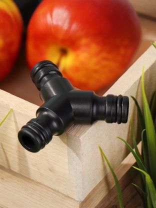 Переходник для шланга быстросъемный, трехсторонний, блистер с клипсой, Grandy, JS-329