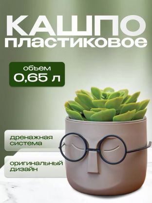 Кашпо пластик, 0.65 л, 11.5х10.5 см, со вставкой, французский серое, Idea, Стив, М 3079