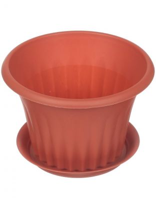 Горшок для цветов пластик, 0.75 л, 14х10 см, терракотовый, Idea, Кэрол, М 3154