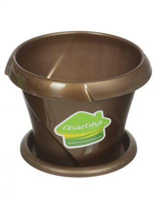 Горшок для цветов пластик, 0.3 л, 10х7.6 см, золотой, Martika, Флориана, С383ЗОЛ