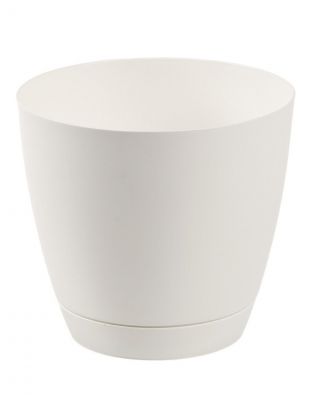 Горшок для цветов пластик, 1.4 л, 13.8х13.8х13 см, с поддоном, белый, IDIland, Flora, 231600629/00