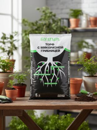 Грунт Богатырь, торфяной, с микоризной грибницей, 5 л, Лама Торф