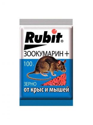 Родентицид Зоокумарин+, Rubit, от грызунов, зерно, 100 г