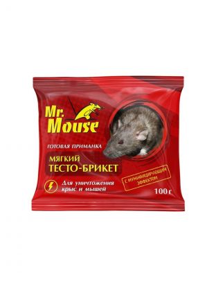 Родентицид Mr.Mouse, от грызунов, с эффектом мумификации, тесто-брикет, 100 г