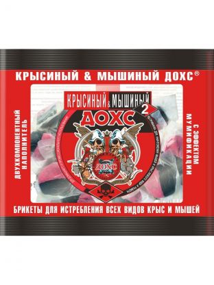 Родентицид Крысиный и Мышиный, Дохс, от грызунов, двухкомпонентный, мягкие брикеты, 100 г