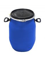 Бочка пластик, пищевая, 65 л, круглая, съемная крышка с металлическим хомутом, цветная, ЗТИ