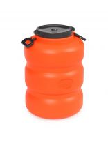 Канистра-бочка пластик, пищевая, 50 л, круглая, с ручками, оранжево-серая, М7600, Байкал, Альтернатива