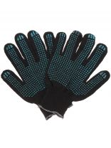 Перчатки х/б, ПВХ покрытие, Точка, универсальный размер, 10 класс вязки, 6 нитей, черная основа, Золотая перчатка