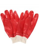 Перчатки маслобензостойкие, х/б, ПВХ покрытие, без рисунка, красная основа, Гранат люкс