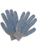 Перчатки х/б, ПВХ покрытие, волна, 10 класс вязки, 5 нитей, серо-белая основа, Березка