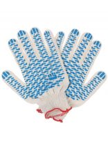 Перчатки х/б, ПВХ покрытие, волна, размер M, 10 класс вязки, 4 нити, белая основа, Фабрика перчаток