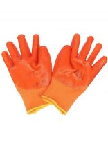 Перчатки х/б, латексный облив двойной, без рисунка, оранжевая основа, усиленные, Цитрон