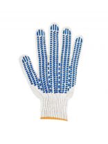 Перчатки х/б, ПВХ покрытие, волна, универсальный размер, 7.5 класс вязки, 4 нити, белая основа