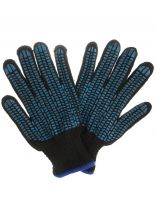 Перчатки х/б, ПВХ покрытие, протектор, размер XL, 7.5 класс вязки, 5 нитей, черная основа, двухслойные, Фабрика перчаток