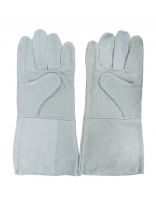 Перчатки-краги спилковые, без рисунка, 35 см, серая основа, Профессионал