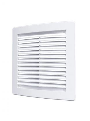 Решетка вентиляционная пластик, 250х250 мм, с сеткой, белая, ERA, 2525РЦ