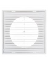 Решетка вентиляционная пластик, 150х150 мм, с сеткой, d100 мм, с фланцем, Event, 1515П10Ф