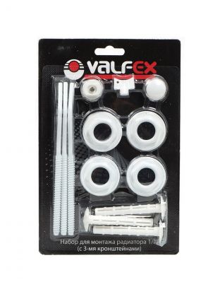 Комплект монтажный для радиатора, 1/2", 13 предметов, 3 кронштейна, Valfex, AD-1003 1/2