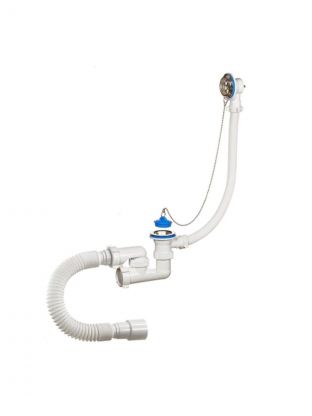 Сифон для ванны, 40х40/50, с выпуском, с переливом, круглый перелив, Orio, А-80089