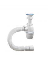 Сифон для мойки, 1" 1/2, 40х40/50, пластик, с выпуском, с гофрой, Orio, А-7001