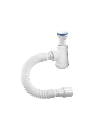 Сифон для мойки, 1" 1/2, 40х40/50, полипропилен, с выпуском, с гофрой, Orio, Аврора, АВ-71059