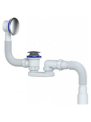 Сифон для ванны, 40х40/50, полипропилен, с переливом, Unicorn, S122E