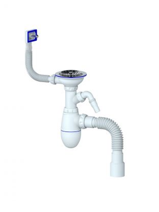 Сифон для мойки, 3" 1/2, 40х40/50, полипропилен, Unicorn, В435V