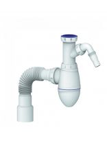 Сифон для мойки, 1" 1/2, 40х40/50, полипропилен, без выпуска, Unicorn, А520V