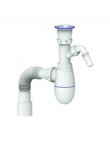 Сифон для мойки, 1" 1/2, 40х40/50, полипропилен, с выпуском, с отводом, с гофрой, Unicorn, В320V