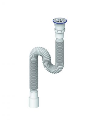 Сифон для мойки, 1200 мм, 1" 1/2х40/50, полипропилен, с выпуском, Unicorn, D230