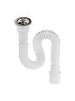 Сифон для мойки, 1х1200 мм, полипропилен, с выпуском, белый, MasterProf, ИС.110697