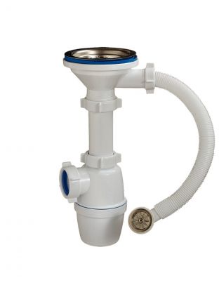 Сифон для мойки, 1 1/2"х40, с переливом, Сантехпродукт, Е-5007-1