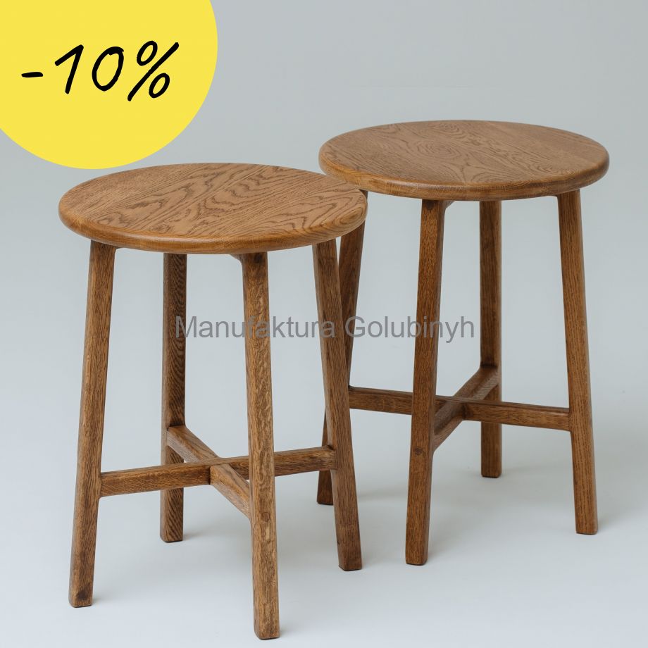 Табурет круглый, темный дуб, комплект 2 шт