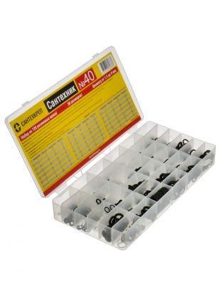 Набор прокладок сантехнических в органайзере, 720 резиновых колец от 1.5 до 9 мм, 36 видов, СантехКреп, Сантехник №40, 2.7.21.