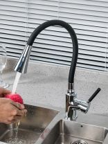 Смеситель для кухни, Frap, гибкий излив, с картриджем, черный, F4044