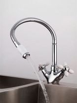 Смеситель для кухни, Frud, гибкий излив, с кран-буксой, белый, R43127-7