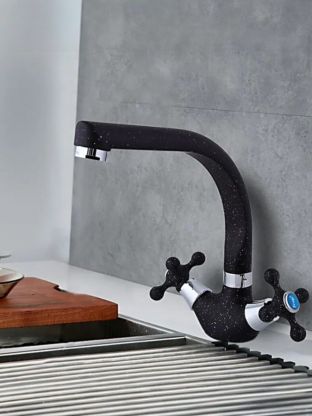 Смеситель для кухни, Frap, с кран-буксой, черный, F5408-7