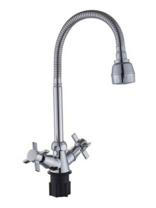 Смеситель для кухни, Эверест, гибкий излив, с кран-буксой, B58-354