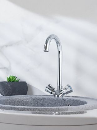 Смеситель для кухни, РМС, с кран-буксой, хром, SL116-274F