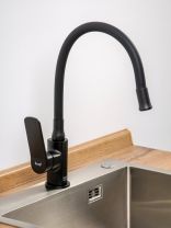 Смеситель для кухни, Frap, гибкий излив, с картриджем, черный, F4462-9